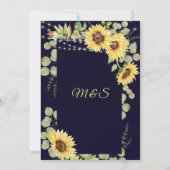 ネイビーブルーのひまわりユーカリライトの結婚式 招待状 (裏面)