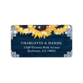 ネイビーブルーのひまわり ウェディング アドレス ラベル (正面)