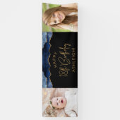 ネイビーブルーのアゲートのゴールドトリム 18歳の誕生日 横断幕 (縦)