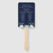ネイビーブルーのアジサイの結婚式プログラム ハンドファン (裏面)