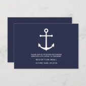 ネイビーブルーのアンカー結婚式の披露宴 招待状 (正面/裏面)