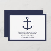 ネイビーブルーのアンカー ウェディング レセプション 招待状 (正面/裏面)