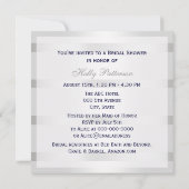 ネイビーブルーのアンカー シルバー 青海波 スクエア ブライダルシャワー 招待状 (裏面)