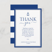 ネイビーブルーのアンカー ベビーシャワー お礼カード サンキューカード (正面/裏面)
