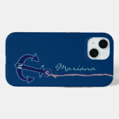 ネイビーブルーのイカダデザイン Case-Mate iPhoneケース (裏面 (横))