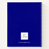 ネイビーブルーのイニシャルロゴビジネス ノートブック (裏面)