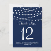 ネイビーブルーのウェディングコレクションのストリングライト オン 招待状 (正面)
