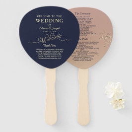 ネイビーブルーのウェディング ハンドファン