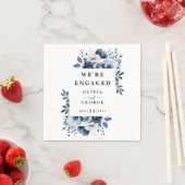 ネイビーブルーのエレガントなカントリー フラワエンゲージメントパーティー スタンダードカクテルナプキン (インサイチュ)