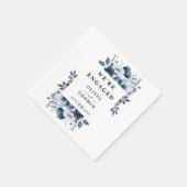 ネイビーブルーのエレガントなカントリー フラワエンゲージメントパーティー スタンダードカクテルナプキン (角)