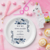 ネイビーブルーのエレガントなカントリー フラワエンゲージメントパーティー ペーパープレート (パーティー)