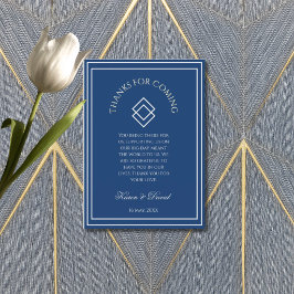 ネイビーブルーのエレガントなミニマリストのシンプルな結婚式 サンキューカード