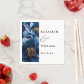 ネイビーブルーのエレガントなモダンな花の結婚式 スタンダードカクテルナプキン (インサイチュ)