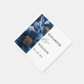 ネイビーブルーのエレガントなモダンな花の結婚式 スタンダードカクテルナプキン (角)