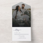 ネイビーブルーのエレガントなモダンボホ婚 オールインワン招待状 (内側)