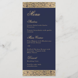 ネイビーブルーのエレガントなヴィンテージゴールドのワイルドローズの結婚式 メニュー