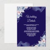 ネイビーブルーのエレガントな結婚式 エンクロージャーカード (正面/裏面)