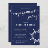ネイビーブルーのエンゲージメントパーティー招待状 招待状 (正面/裏面)