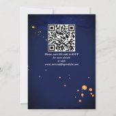 ネイビーブルーのオレンジ色の白いバラ結婚ズ セーブザデート (裏面)