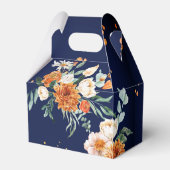 ネイビーブルーのオレンジ色の白結婚い花のカスタム フェイバーボックス (裏面サイド)