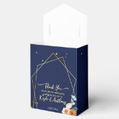 ネイビーブルーのオレンジ色の白結婚い花のカスタム フェイバーボックス (オープン)