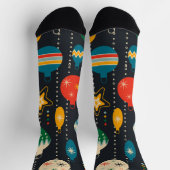 ネイビーブルーのオーナメントのかわいい柄 ソックス (上部)