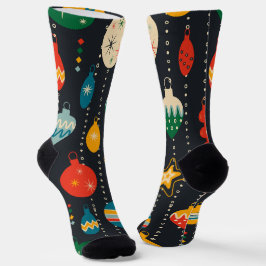 ネイビーブルーのオーナメントのかわいい柄 ソックス