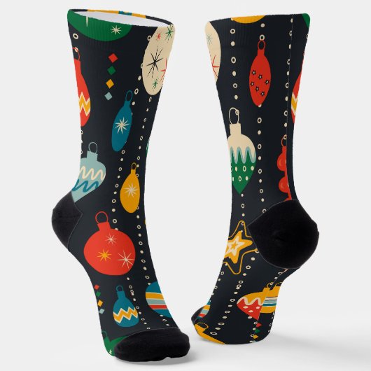 ネイビーブルーのオーナメントのかわいい柄 ソックス (傾斜あり)