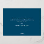 ネイビーブルーのオーナメント ベビーお知らせ ホリデーカード 箔シーズンカード (裏面)