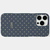 ネイビーブルーのカスタムモノグラムドット Case-Mate iPhoneケース (裏面 (横))
