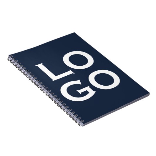 ネイビーブルーのカスタムロゴ ノートブック (右側)