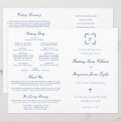 ネイビーブルーのカトリック結婚式ミサプログラム (正面/裏面)