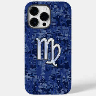 ネイビーブルーのカモフラージュにヴァーゴ座の星座マーク Case-Mate iPhone 14 PRO MAXケース
