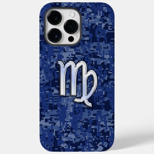ネイビーブルーのカモフラージュにヴァーゴ座の星座マーク Case-Mate iPhoneケース (裏面)