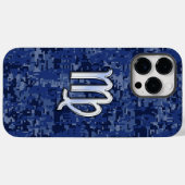 ネイビーブルーのカモフラージュにヴァーゴ座の星座マーク Case-Mate iPhoneケース (裏面 (横))