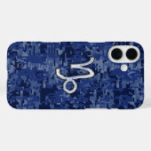 ネイビーブルーのカモフラージュ柄のやぎ座 Case-Mate iPhoneケース (裏面 (横))