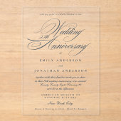 ネイビーブルーのカリグラフィー25周年結婚記念 アクリル招待状 (正面)