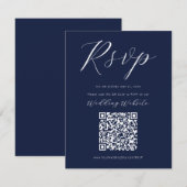 ネイビーブルーのカリグラフィー スクリプトの招待状同封カード エンクロージャーカード (正面/裏面)