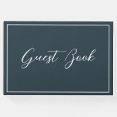 ネイビーブルーのカリグラフィー スクリプト クリーン シンプル ゲストブック (正面)