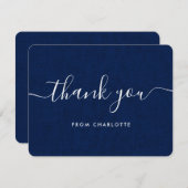 ネイビーブルーのカントリーウェディング ブライダルシャワー 誕生日 サンキューカード (正面/裏面)