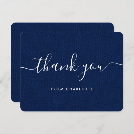 ネイビーブルーのカントリーウェディング ブライダルシャワー 誕生日 サンキューカード (正面/裏面)