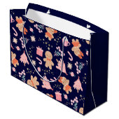 ネイビーブルーのクリスマスエレメント ラージペーパーバッグ (裏面アングル)