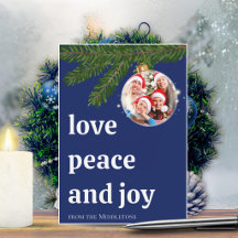 ネイビーブルーのクリスマススタックフォト Love Peace Joy
