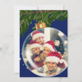 ネイビーブルーのクリスマスパーティー Love Peace Joy QR 写真 招待状 (裏面)