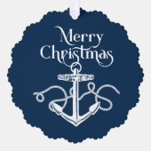 ネイビーブルーのクリスマス アンカー オーナメントカード (正面)