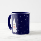ネイビーブルーのクリスマス・ノームと雪の結晶 マグカップ (正面左)