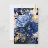 ネイビーブルーのクリーム色の花の リハーサルディナー   招待状 (裏面)