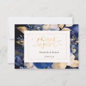 ネイビーブルーのクリーム色の花 サンキューカード (正面)