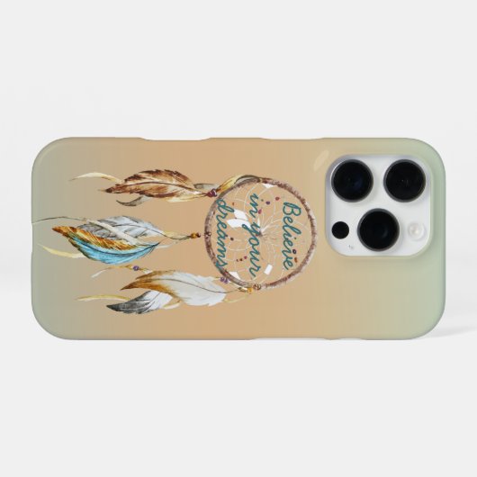 ネイビーブルーのグラデーションのドリームキャッチャー iPhoneケース (裏面横)