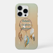 ネイビーブルーのグラデーションのドリームキャッチャー iPhoneケース (裏面)
